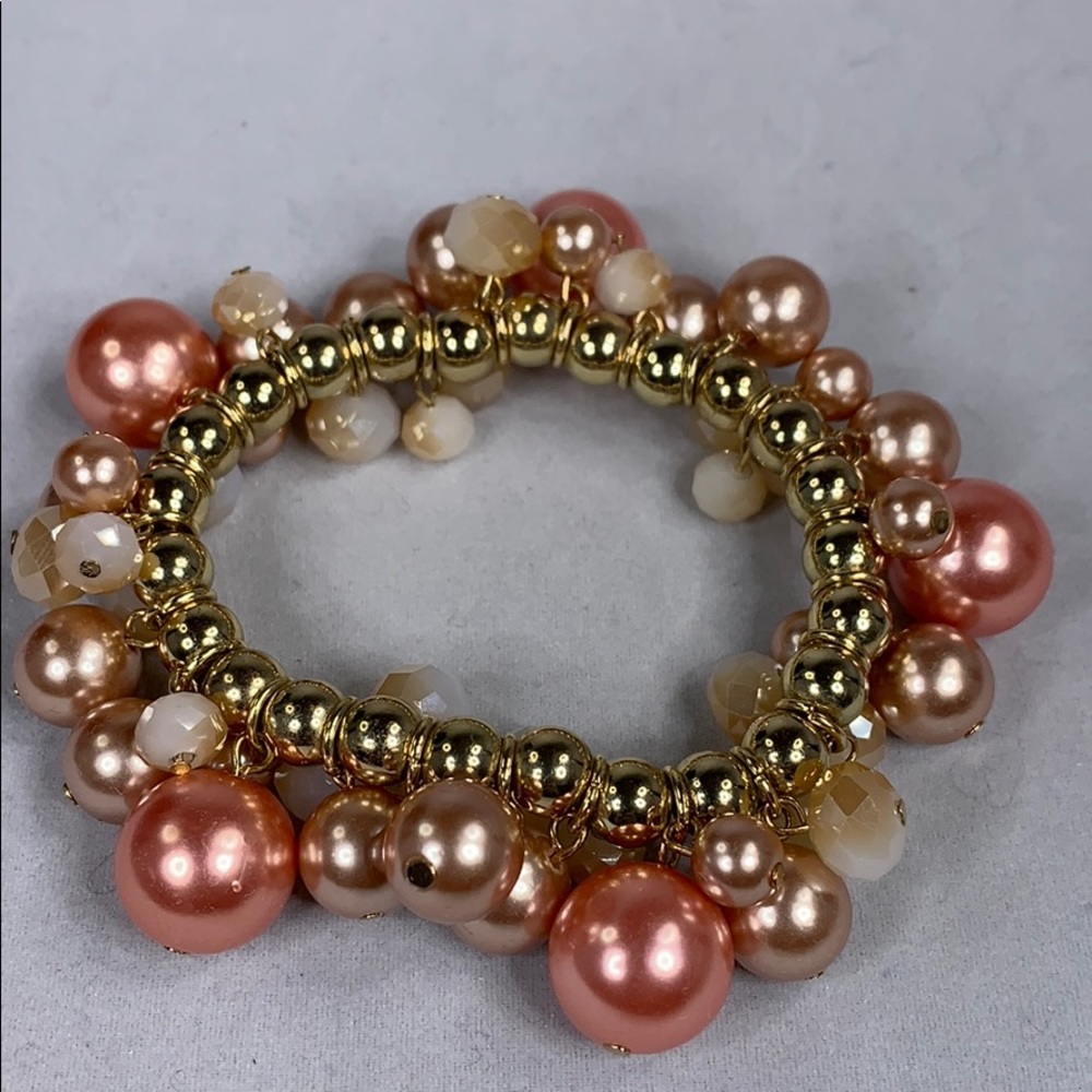Pink & champagne cluster bracelet.